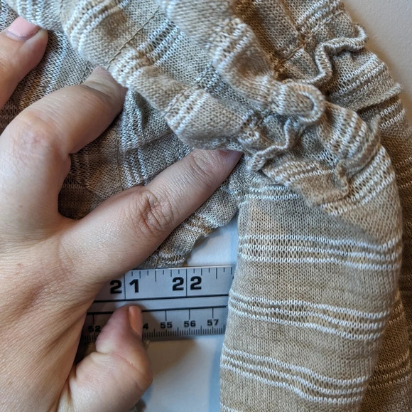 NWT Maurice's Tan White Stiped Smocked Off the Shoulder Top Lace Women 1 Boho - Picture 10 of 10